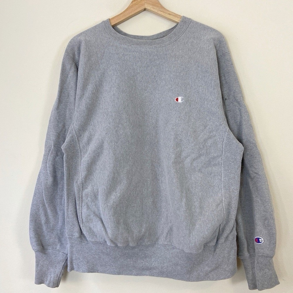 Vintage 80's Champion Reverse Weave Grey Sweatshirt - Large